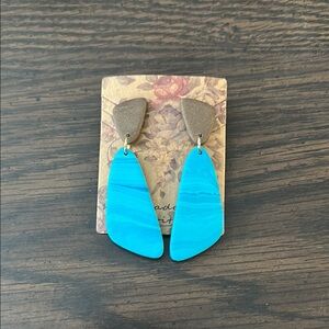 Blue and Brown Dangle polymer clay earrings